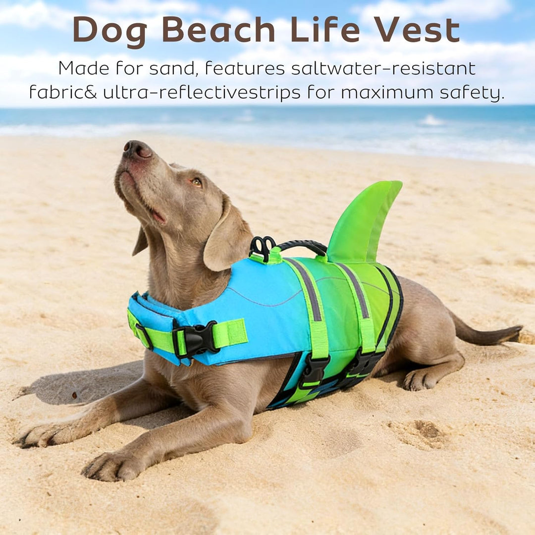 CITÉTOILE Schwimmweste Hund Hai, Hundeschwimmweste & Dog Life Jacket Verstellbar mit Griff und Refle