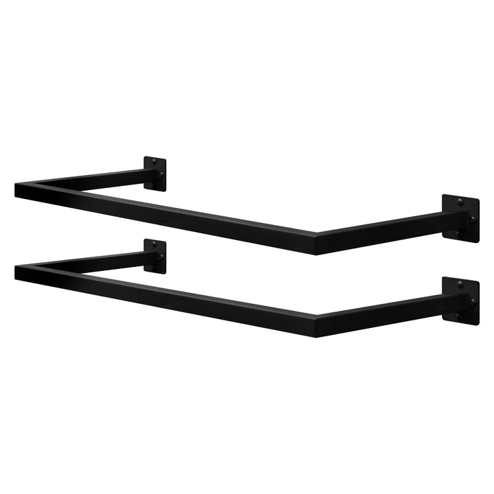 2er Set Kleiderstange Wand Rechteck, Garderobenstange Wandmontage, aus Industrierohr, platzsparend,