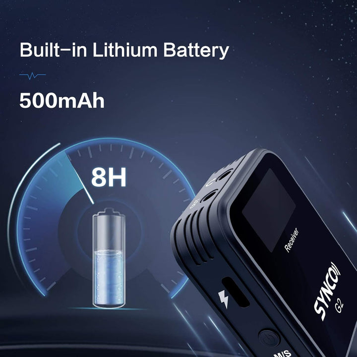 SYNCO G2 (A2) Pro 2.4GHZ Drahtloses Lavalier Mikrofon mit Ladekoffer 1 Empfänger 1 Sender Echtes Far