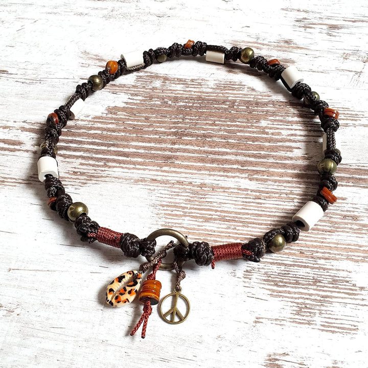 EM-Keramik Kette *Gipsymee* Jackie Brown No. 2 - edles Tau Schmuckhalsband für Hunde - Dunkelbraun,