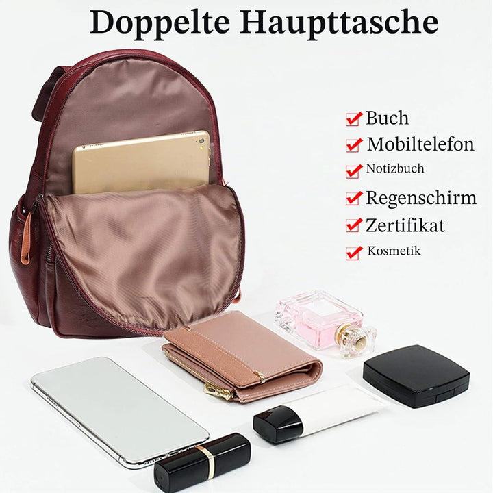 FANDARE Echtes Leder Rucksack Damen Stylisch Rucksäcke Wasserdicht Daypack Schultasche für Universit