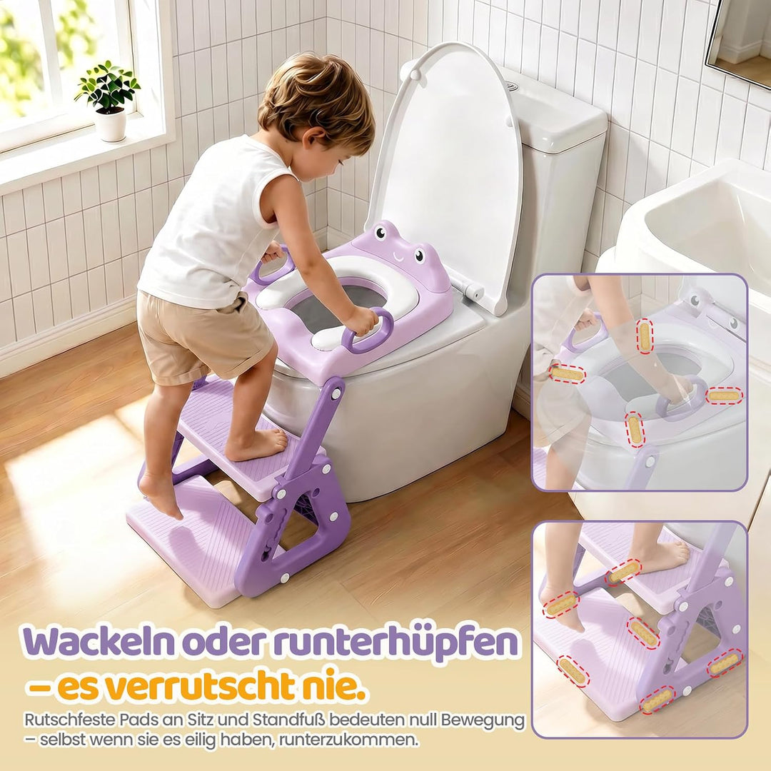 Orzbow Kinder Toilettensitz, Stabil Toilettensitz Kinder mit Treppe und Dreiecksstruktur, Verlängert