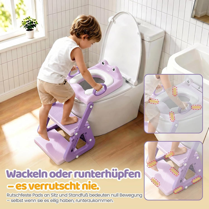 Orzbow Kinder Toilettensitz, Stabil Toilettensitz Kinder mit Treppe und Dreiecksstruktur, Verlängert