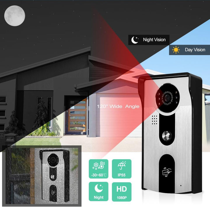 WLAN Tuya Home Video Türklingel Intercom-System 7 Zoll Farb Touchscreen Innenmonitor, 1080P Digits H