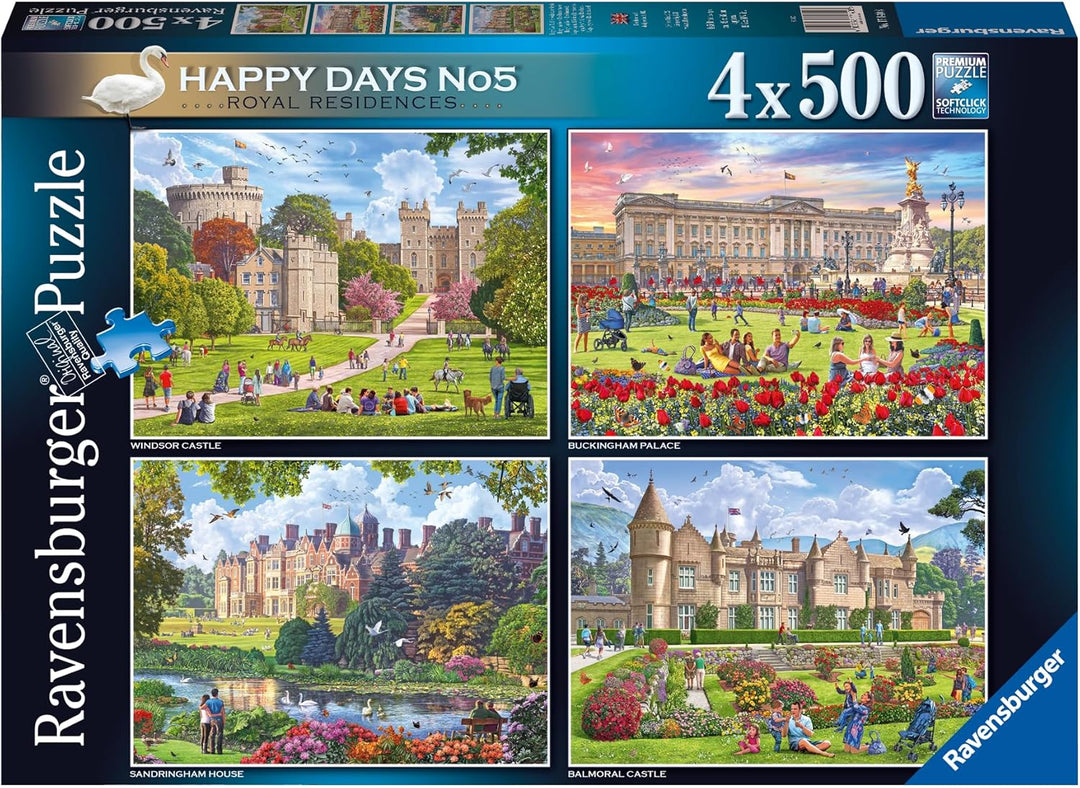 Ravensburger Happy Days Royal Residences 4X 500 Piece Jigsaw Puzzle for Adults & Kids Age 10 Years U