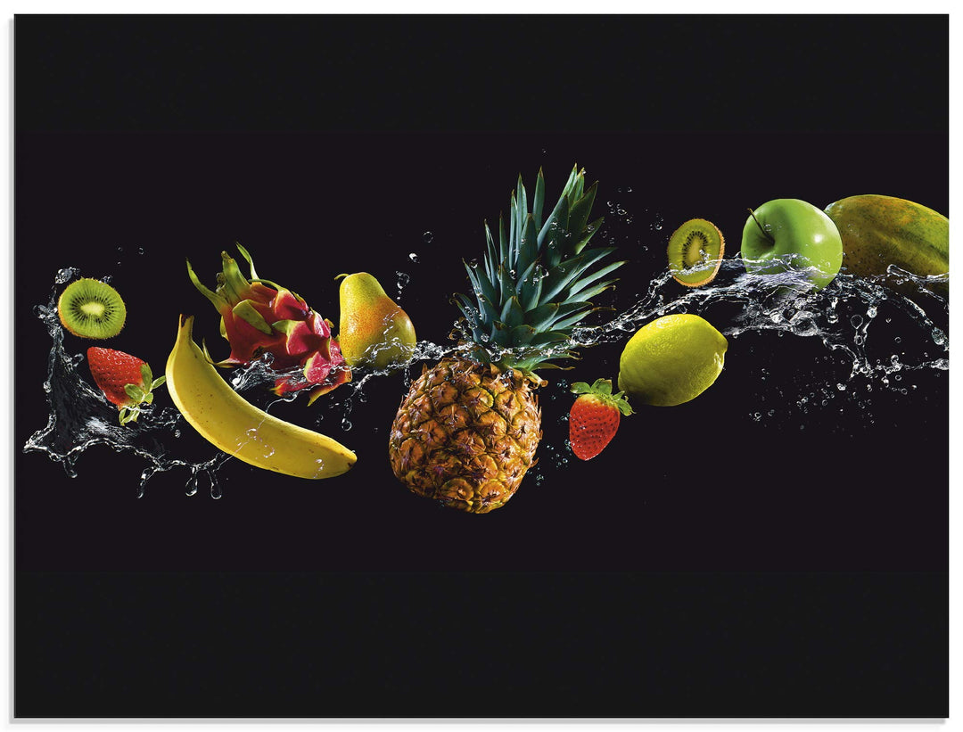 ARTland Glasbilder Wandbild Glas Bild einteilig 60x45 cm Querformat Küchenbilder Obst Früchte Kiwi E
