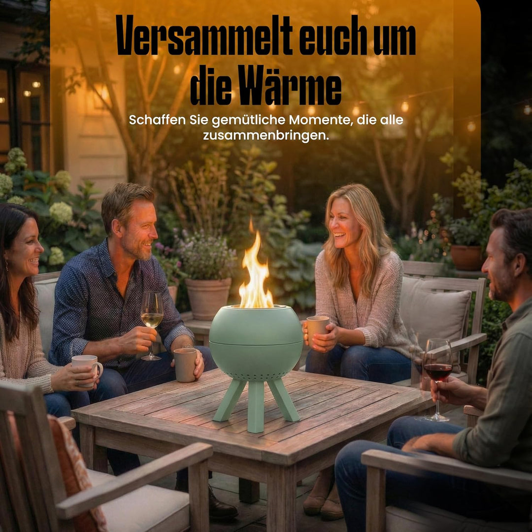 Feuerschale, Feuerstelle,Doppelwandig,Hitzebeständig,Raucharm (Grün), Grün