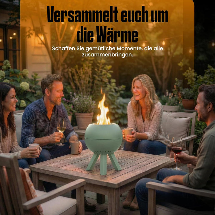 Feuerschale, Feuerstelle,Doppelwandig,Hitzebeständig,Raucharm (Grün), Grün