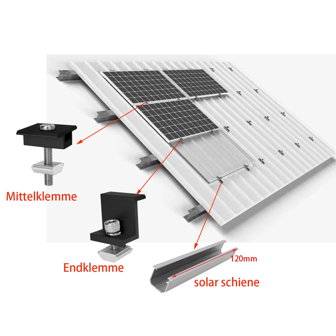 Solarpanel Halterung Kit und Zubehör Schwarz Eloxiert,Halterung für Solarmodule,Befestigungsschiene1