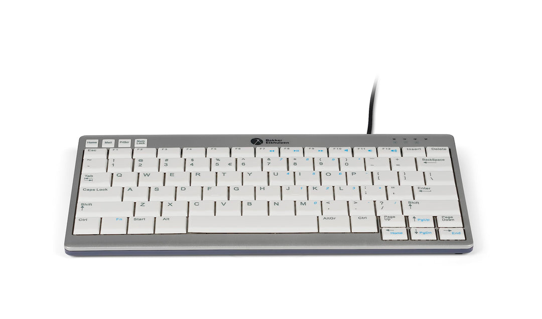 BakkerElkhuizen UltraBoard 950 Kompakte Tastatur, US-Layout QWERTY, verkabelt, hellgrau/weiss