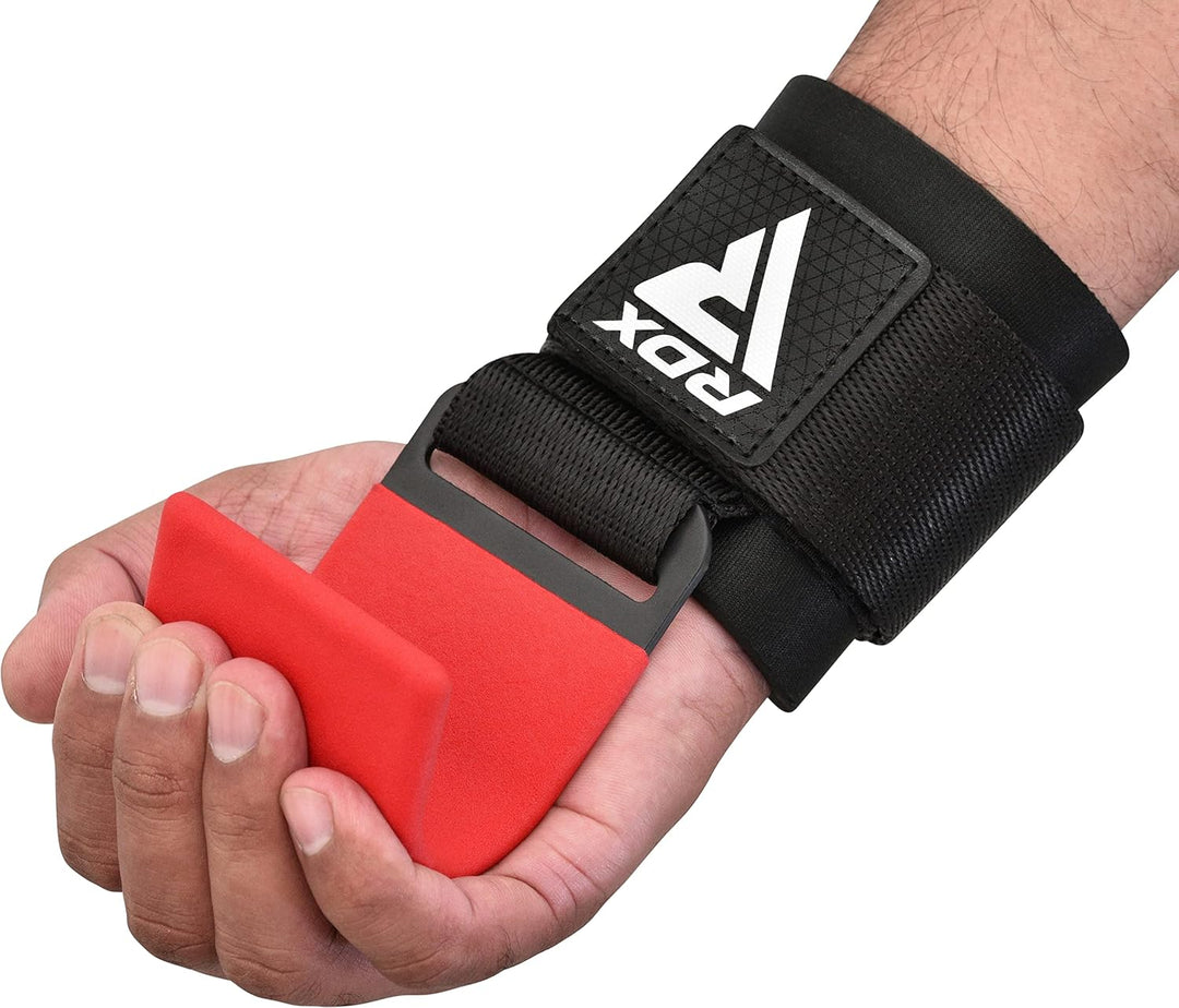 RDX Zughilfen Haken Krafttraining, 8mm Gepolstert Handgelenkschutz, Profi Bodybuilding Gewichtheben