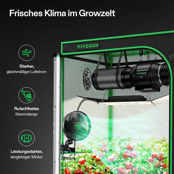 VIVOSUN AeroWave A6 Ventilator mit Clip 150 mm, Automatisch Oszillierend, Leise &amp; Leistungsstark, St