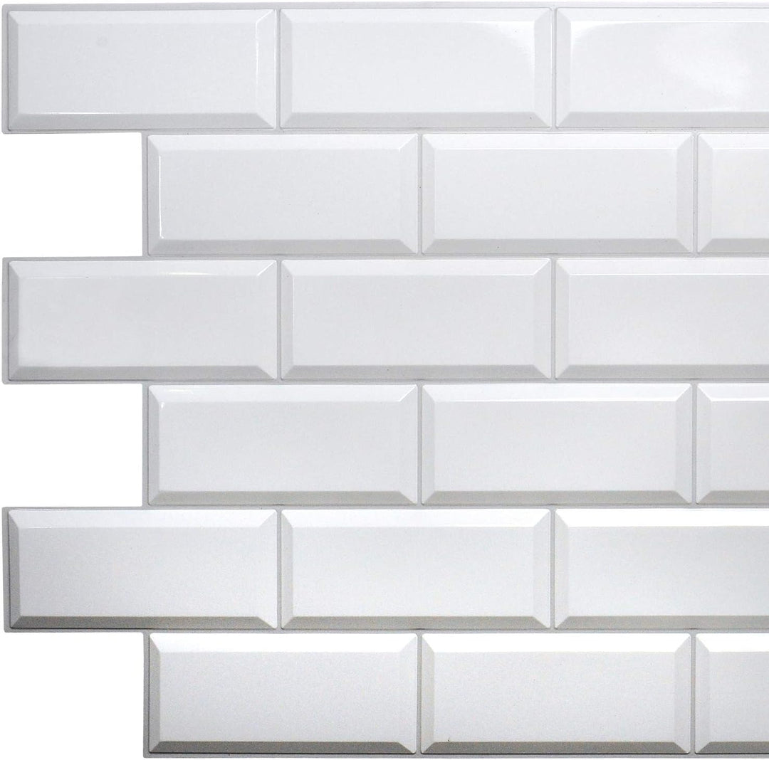 PVC Kunststoff Wandpaneele 3D Dekorative Fliesen Verkleidung - Weisse Fliesen (20, 9,4 m²)