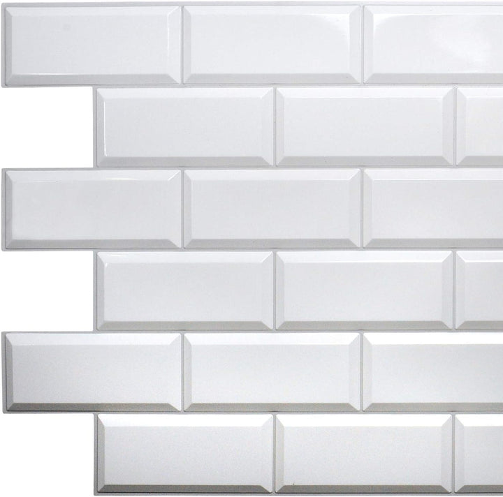 PVC Kunststoff Wandpaneele 3D Dekorative Fliesen Verkleidung - Weisse Fliesen (20, 9,4 m²)