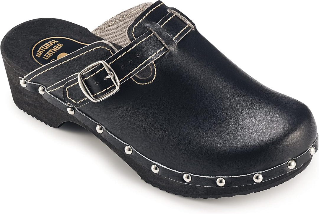 ESTRO Clogs Damen Holz Leder - Clogs Herren Damen Clogs Leder Holzschuhe Herren Holzclogs Damen mit