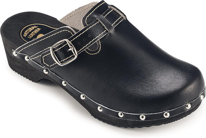ESTRO Clogs Damen Holz Leder - Clogs Herren Damen Clogs Leder Holzschuhe Herren Holzclogs Damen mit