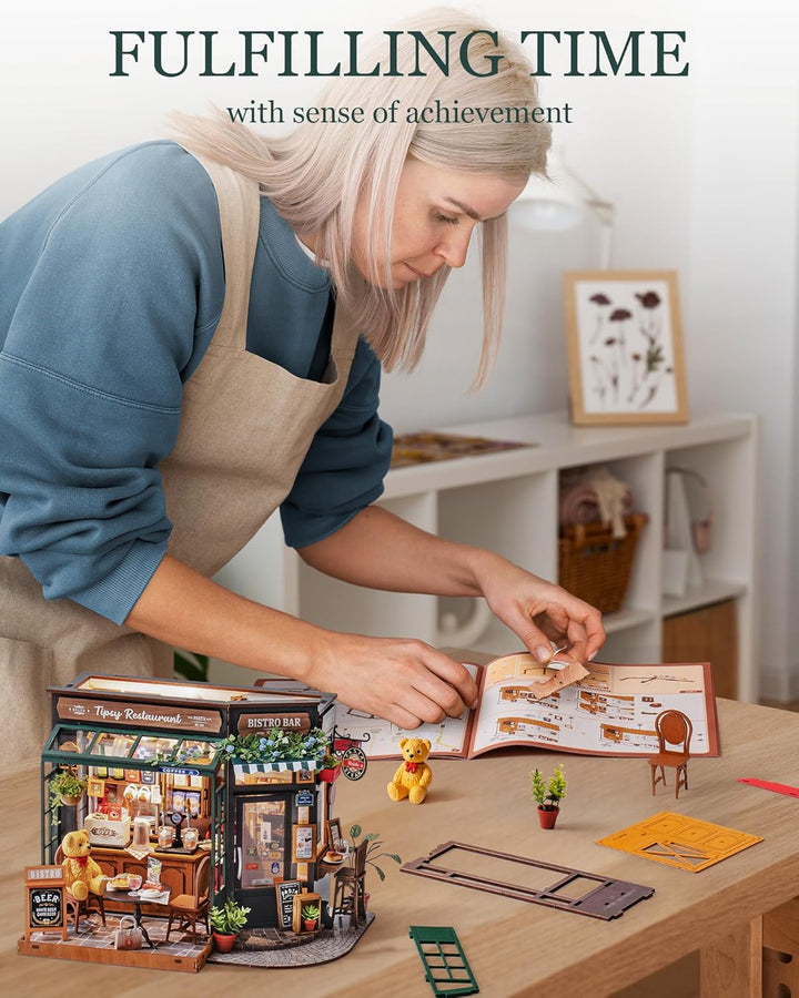 Rolife Puppenhaus Tipsy Restaurant DIY Miniatur Haus Kit Miniatur Café Puppenhaus Modellkit Wohnkult
