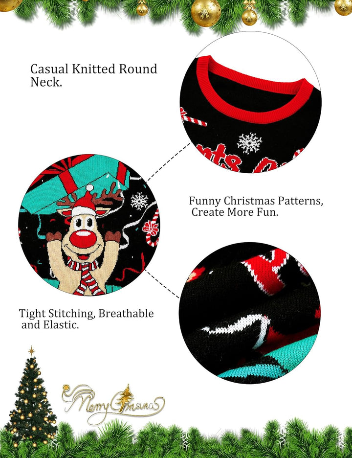 Freshhoodies Unisex Strickpullover Weihnachtspullover Mit LED Leuchten Neuheit Ugly Weihnachtspulli