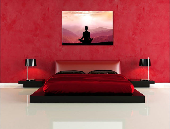 Pixxprint Meditierender Mensch in den Bergen als Leinwandbild/Grösse: 100x70 cm/Wandbild/Kunstdruck/