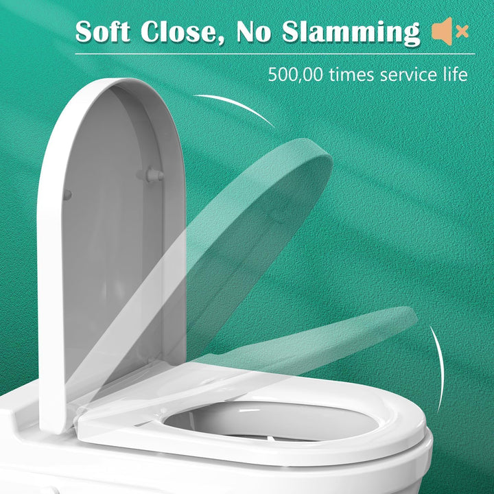 STOREMIC Toilettendeckel, WC Sitz mit Absenkautomatik, Klodeckel D-Form mit Quick Release Funktion f