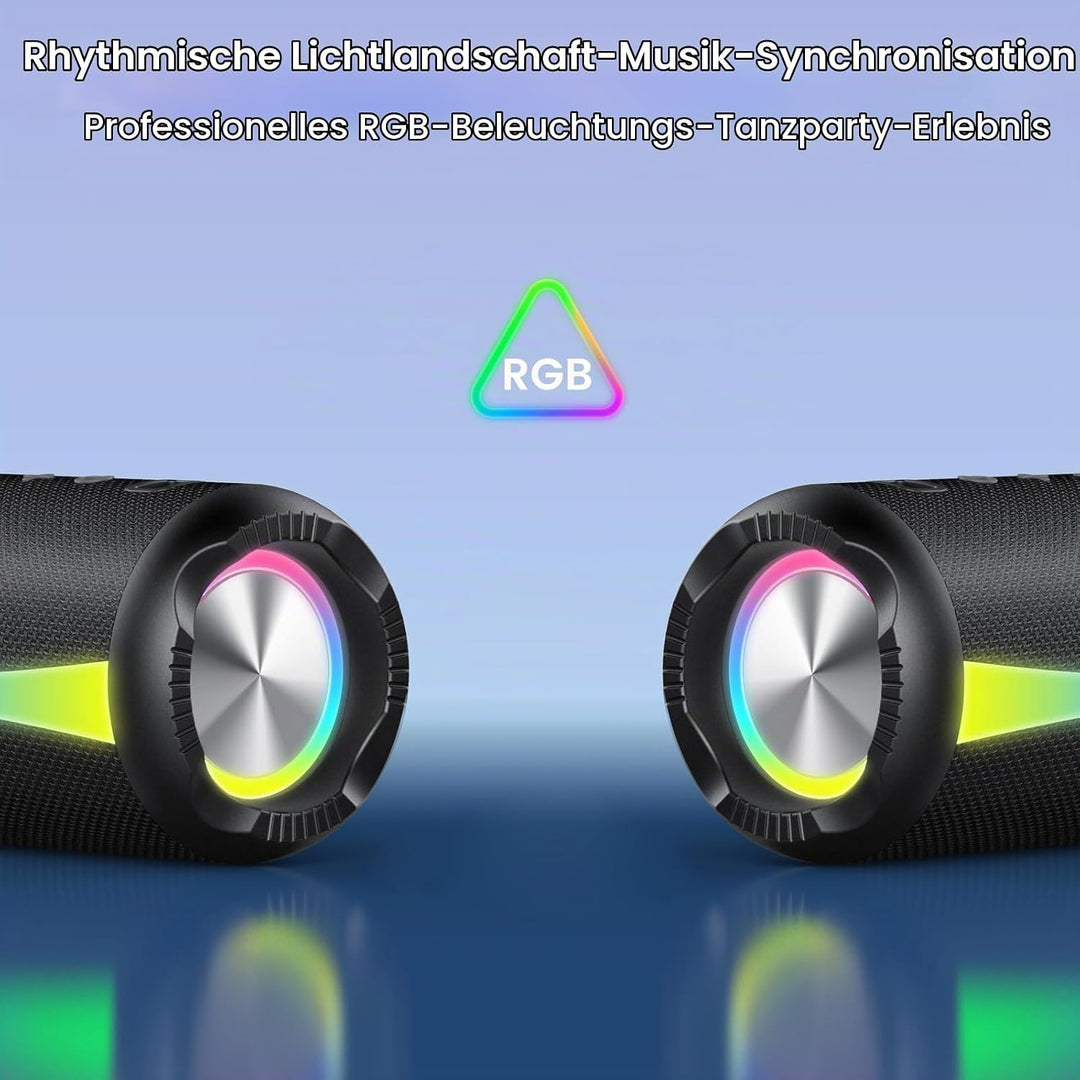 Bluetooth Lautsprecher, 2026 Musikbox Bluetooth 5.4 mit RGB Lichter, Tragbarer Lautsprecher Freispre