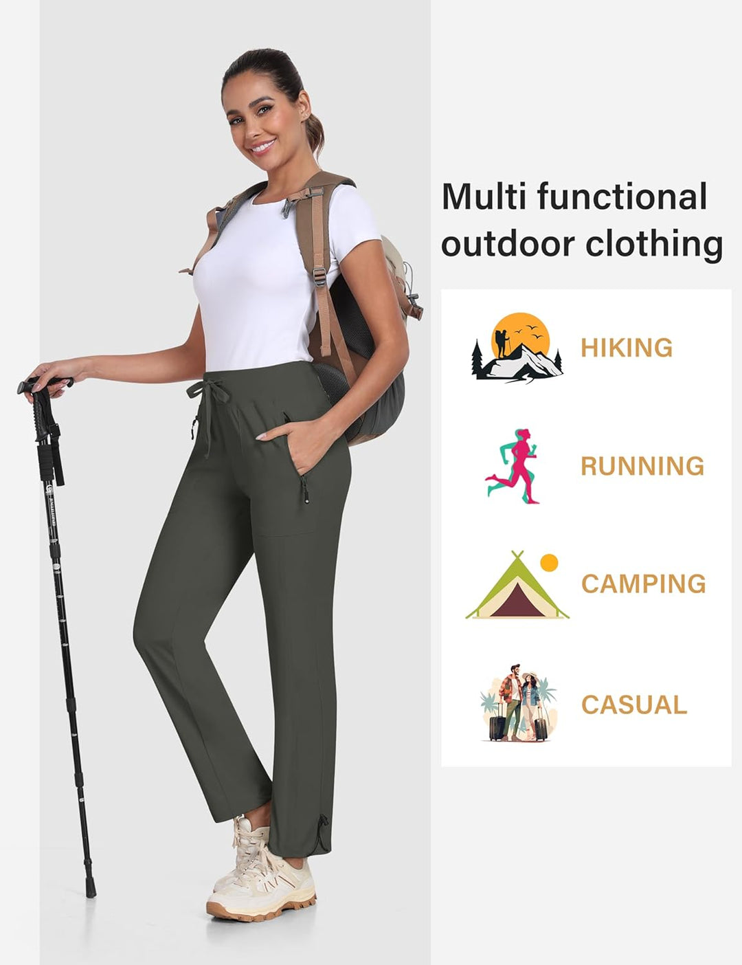 MoFiz Wanderhose Damen Leichte Cargohose Atmungsaktiv Trekkinghose Workout Wasserdicht Winddicht Cas
