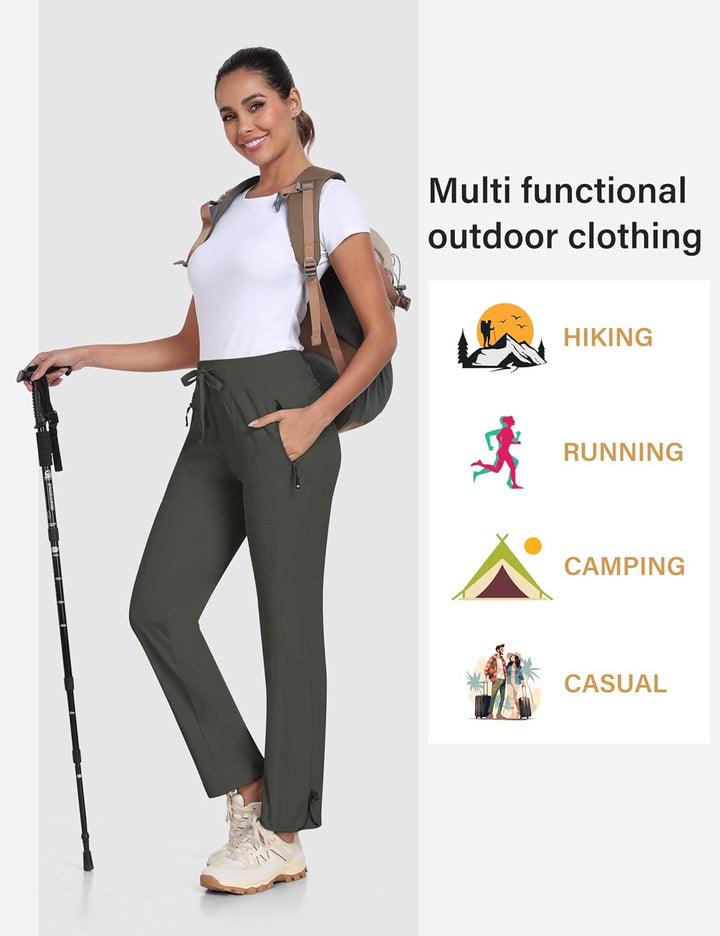 MoFiz Wanderhose Damen Leichte Cargohose Atmungsaktiv Trekkinghose Workout Wasserdicht Winddicht Cas