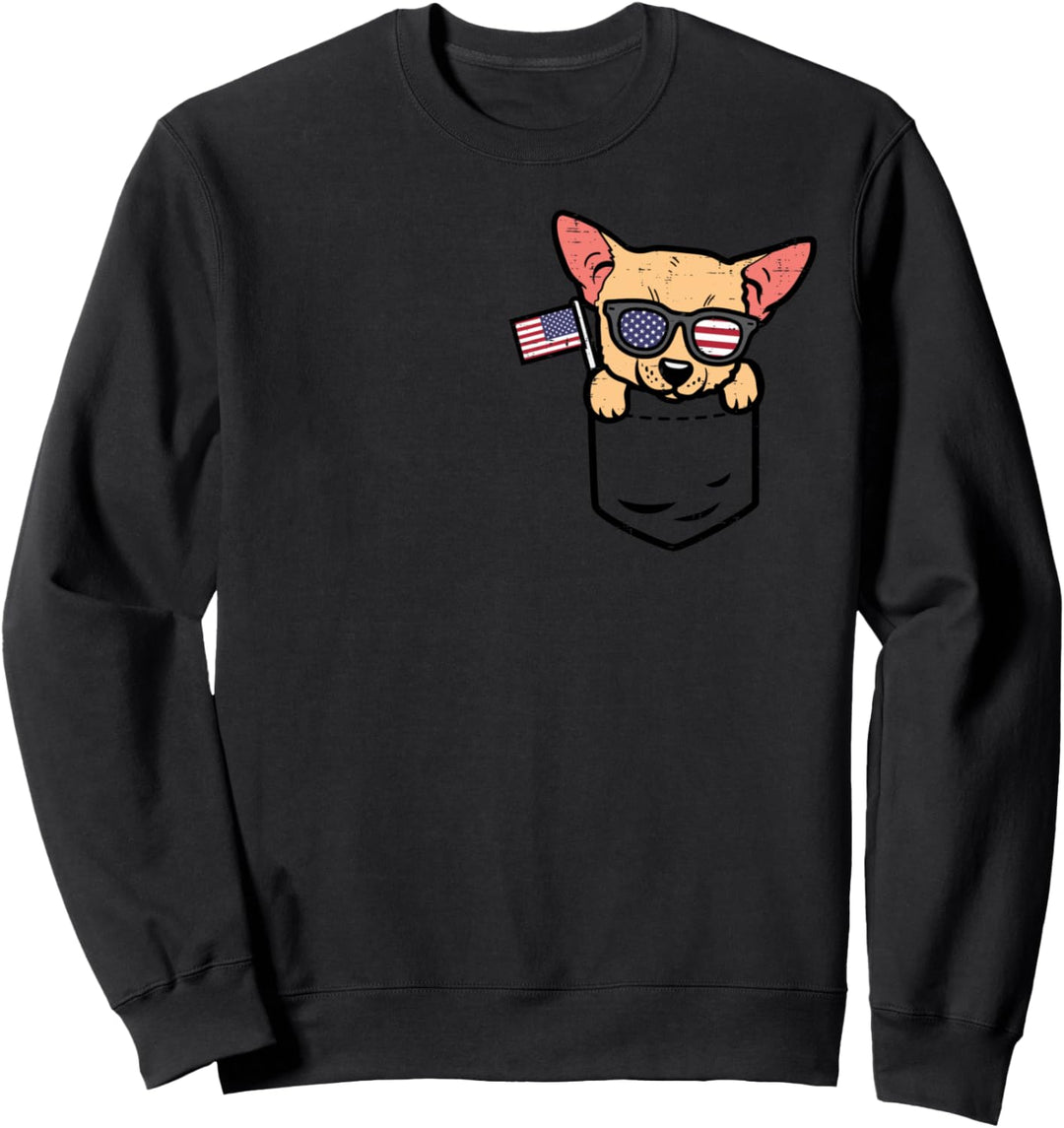 Chihuahua Pocket Chiwawa American USA 4th Of July Fourth Dog Sweatshirt