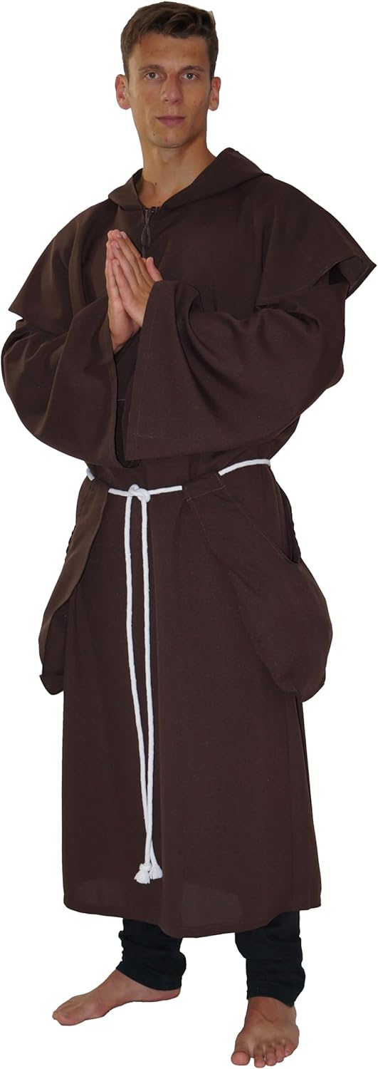 MAYLYNN 14109 - Kostüm Mönch Herren Mönchskutte Mittelalter 3-teilig braun, Grösse:S S Braun, S Brau