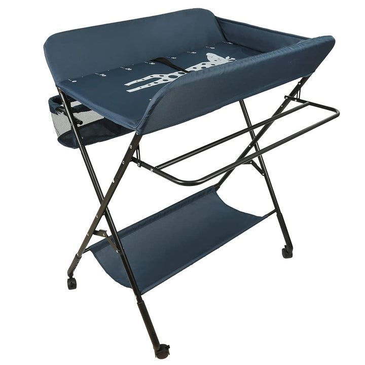 OHMG Baby Wickelkombi Klappbare Wickelkommode,Wickeltisch mit Rollen,Mobiler Wickeltisch mit Wickela