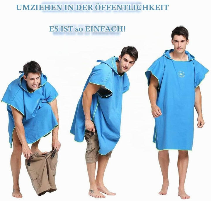 Hiturbo Mikrofaser Handtuch Poncho, Umziehhilfe Strand, Surf Poncho Herren und Damen Changing Robe,