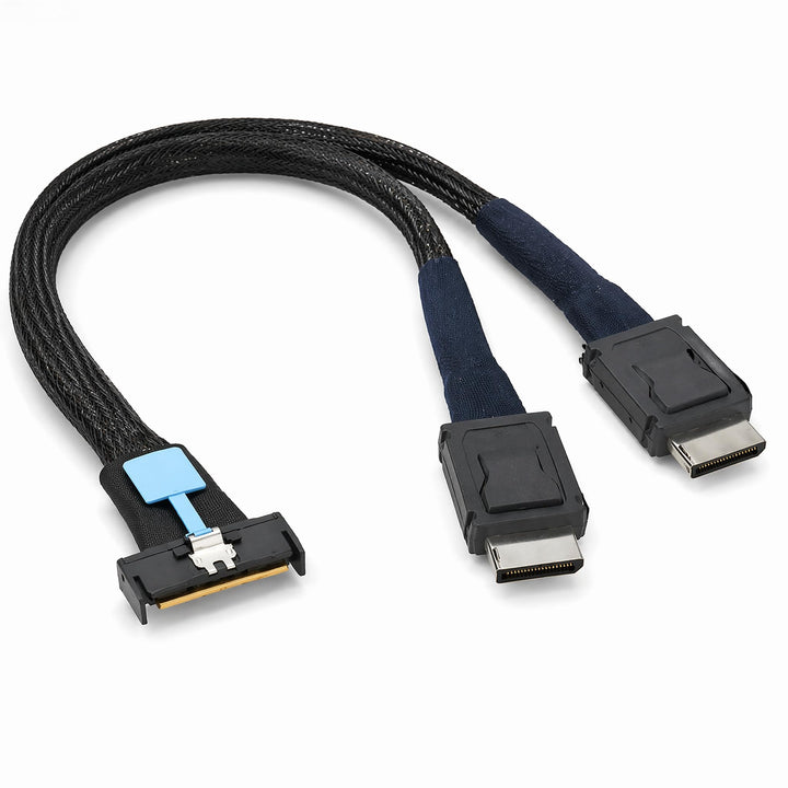 PCIe Gen4 MCIO x8 to 2 x SFF-8639 Kabel für U.2 NVMe SSD mit 15Pin SATA, 50 cm