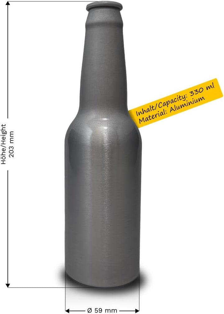 Aluminium Flaschen 6 Pack - 0,33 zum Basteln, Bemalen, Bier abfüllen, Dekoration, Leicht und Robust