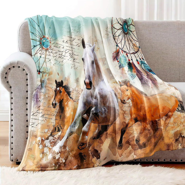 YISUMEI Kuscheldecke Abstraktes Traumfänger Pferd Decke Flauschige Weich Fleecedecke für Sofa Bett 1