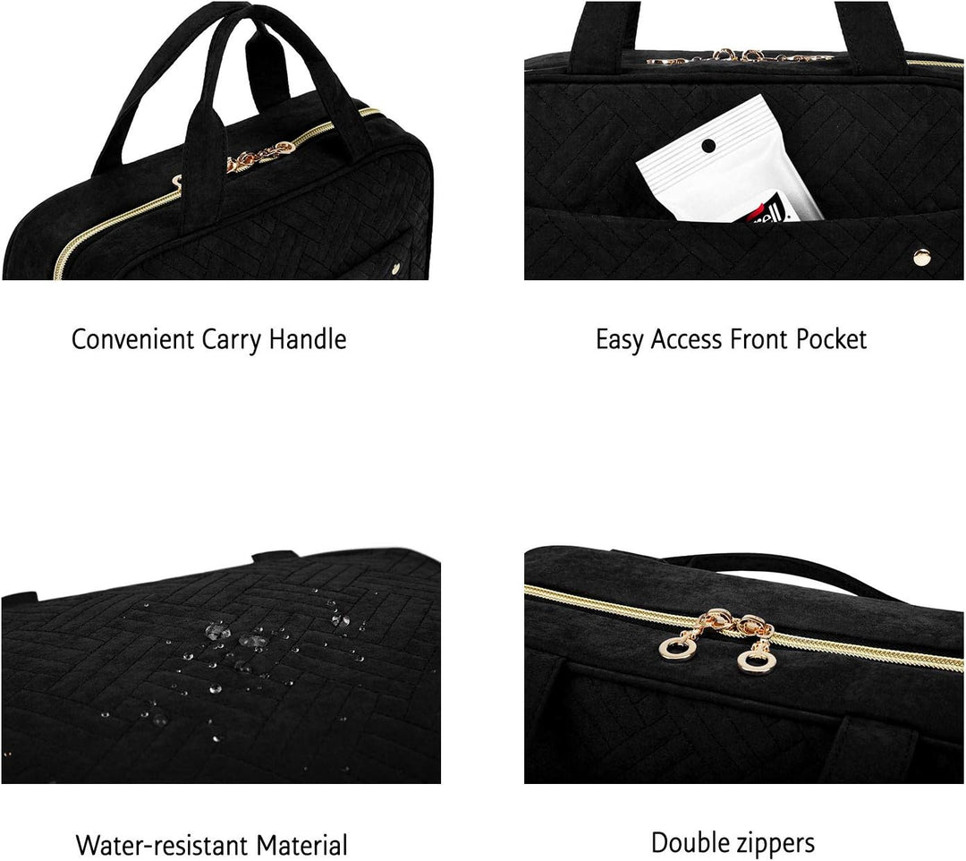 BAGSMART Kulturtasche Reise zum Aufhängen Kulturbeutel Damen für Makeup, Toilettenartikel (Schwarz-G