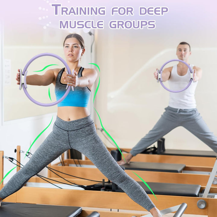 EgoNova Pilates Ring Set: 14-Inch Magic Circle with Dual Padded Handles, Pilates Mini Ball, and Resi