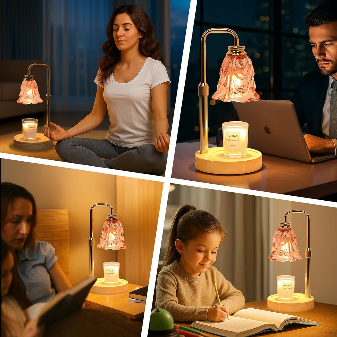 Candle Warmer Lamp with Timer Electric Adjustable Height Candle Warmer Dimmable Wax Warmer Lamp Jar