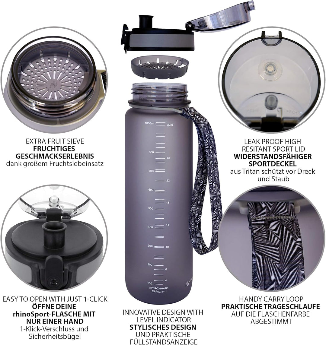 Trinkflasche 350ml I 650ml I 1L I 1,5L für Sport, Outdoor, Schule, Fitness &amp; Kinder - Wasserflasche