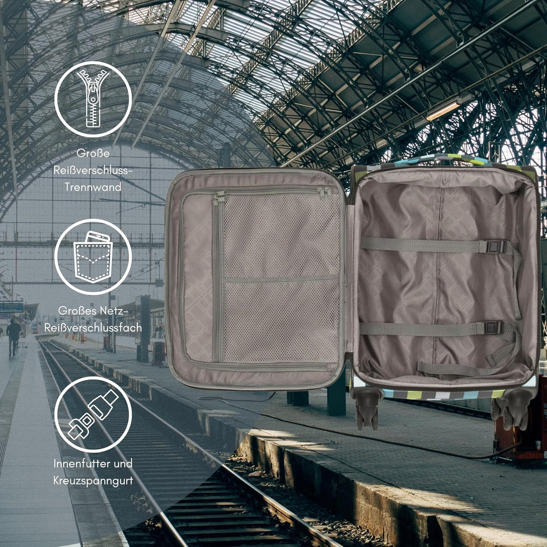 Reisetrolley SoftLITE 4w | Koffer aus strapazierfähigem Polyester | Leichter Trolley mit Vier Doppel