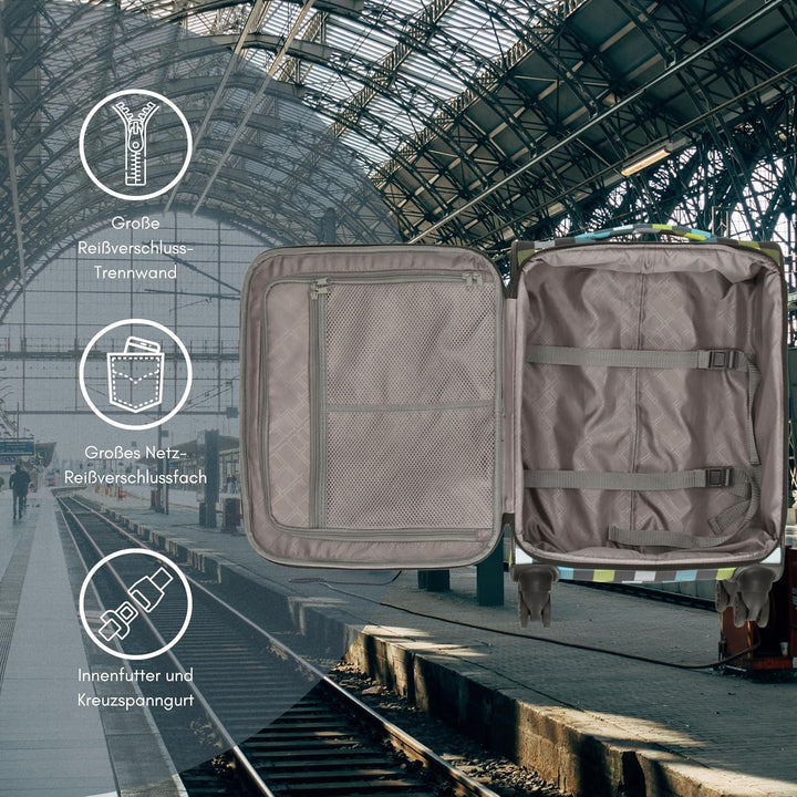 Reisetrolley SoftLITE 4w | Koffer aus strapazierfähigem Polyester | Leichter Trolley mit Vier Doppel
