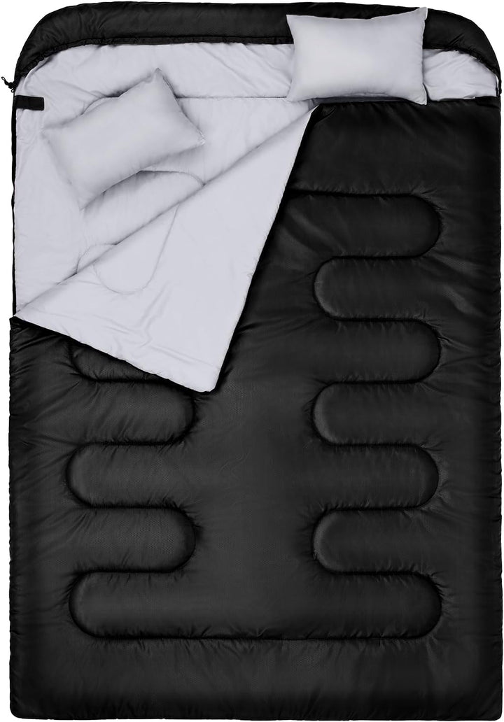 Schlafsack Outdoor: Sportneer Schlafsäcke 2 Personen Doppelschlafsack 220x150cm, 3.5kg mit 2 Kissen,