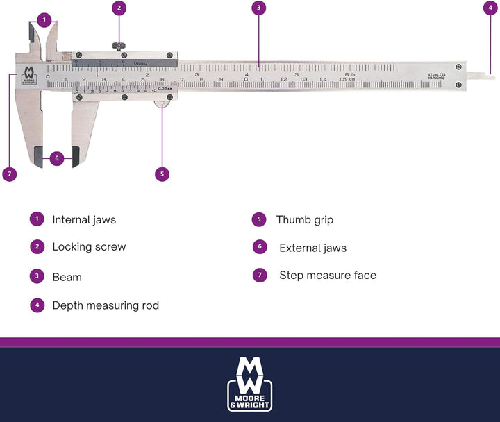 Moore & Wright MW100-20BI Werkstattmessschieber, 200 mm 200mm (8in), 200mm (8in)