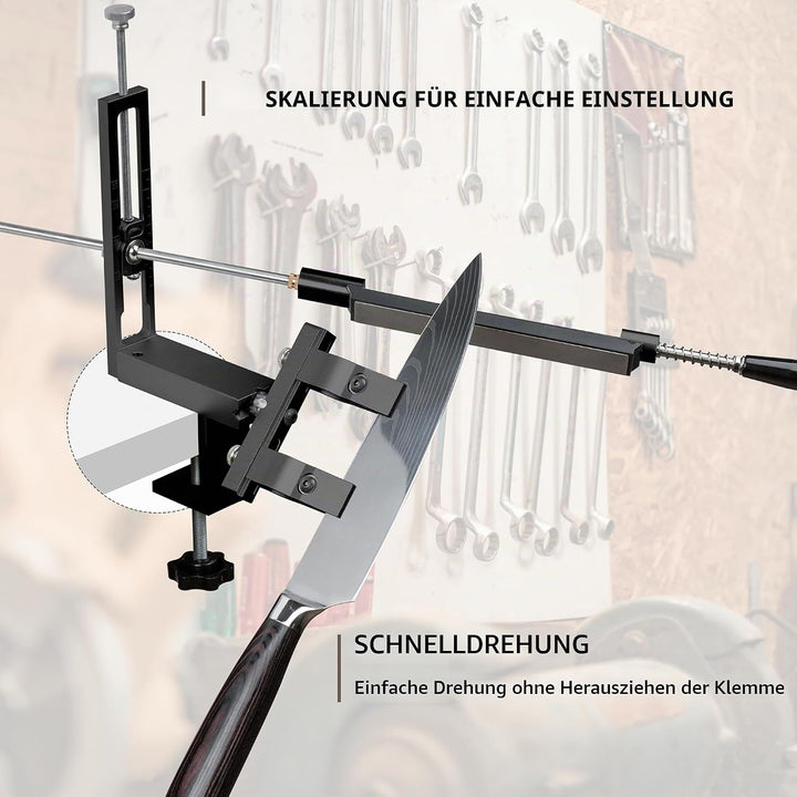 CWOVRS Messerschärfsystem, 360° Dual Klemmensystem Schnellspann-C-Klemme Messerschleifer, 2-Fach Win