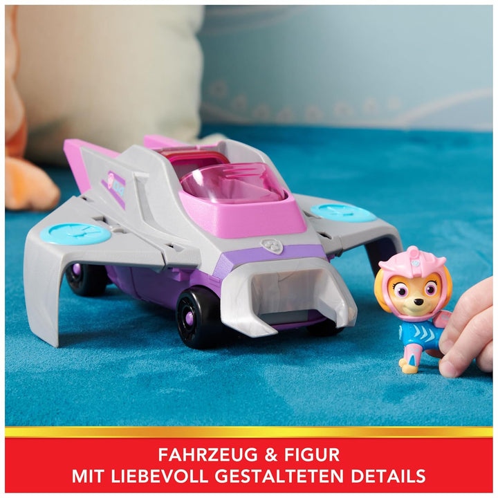 PAW PATROL, Aqua Pups - Basis Fahrzeug Spielzeugauto im Rochen-Design mit Skye Welpenfigur, Spielzeu