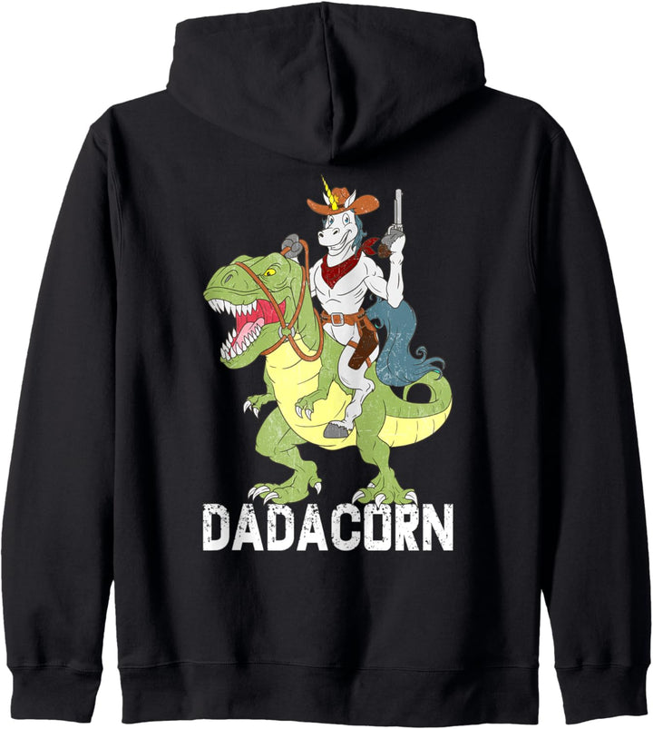 Dadacorn Cowboy Unicorn Dad Riding Dinosaur T-Rex Sheriff Kapuzenjacke