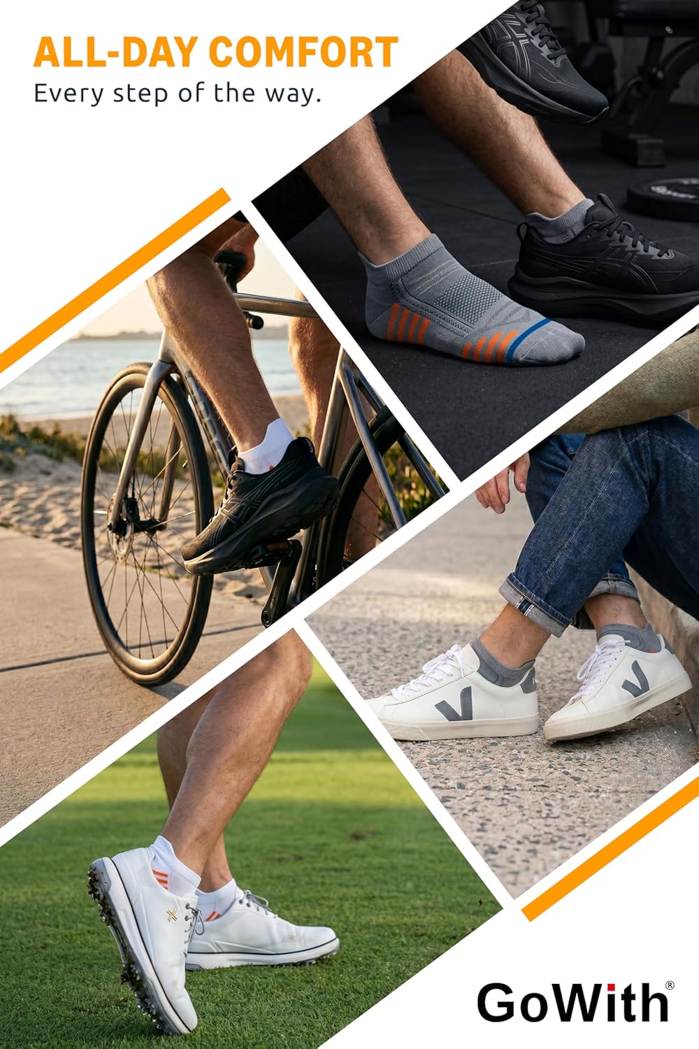GoWith 6 Paar Sneaker Socken für Damen und Herren, Bambus (Viskose) Bunte Socken, Ohne Naht Sportsoc