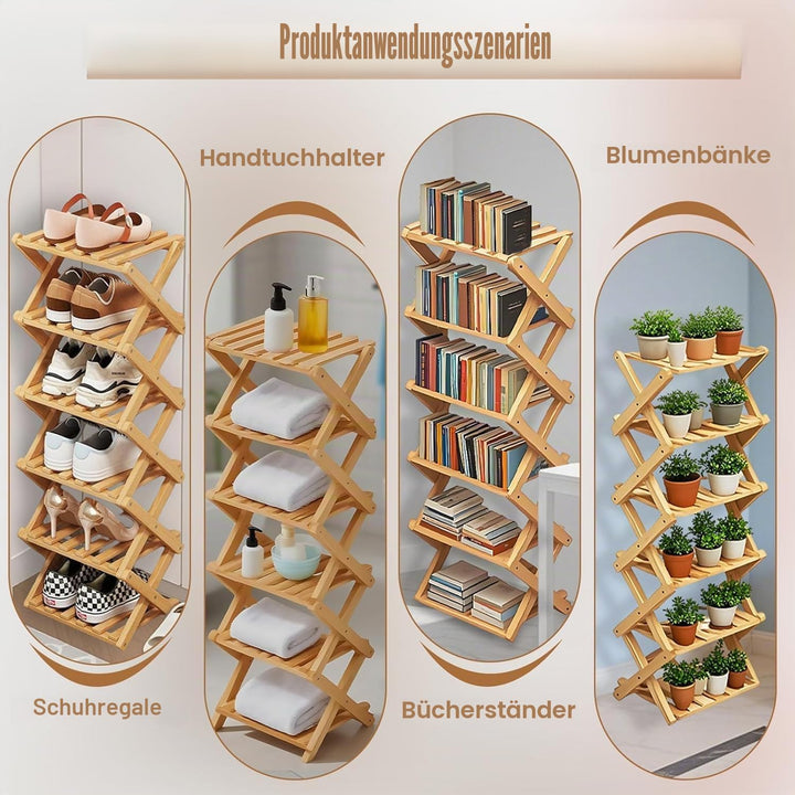 Kiss Me Faltbares Schuhregal, klein, vertikales Schuhregal aus Holz, kleines Schuhregal für engen Ra