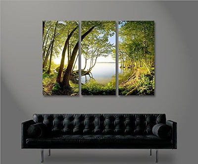 islandburner Bild Bilder auf Leinwand Treelake V2 Baum am See 3p XXL Poster Leinwandbild Wandbild De