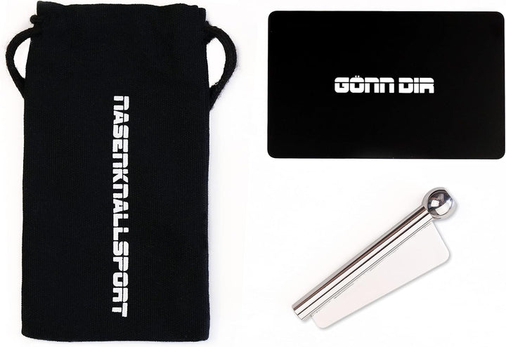 NKS Tube &amp; Blade Sniffer, 1 Ziehröhrchen mit Klinge, komplett aus Edelstahl, Leinen-Tasche, NKS-Kart