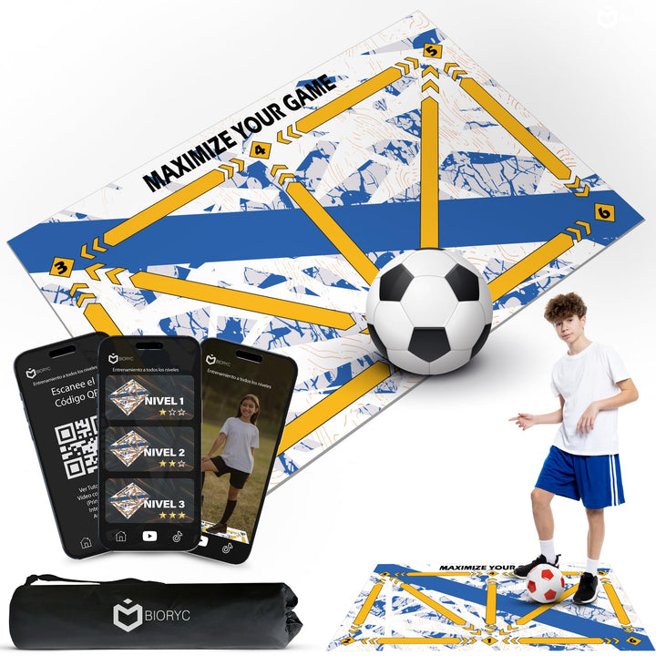Trainingsmatte für Fussball Diatomea + Trainingsvideos + Tragetasche | rutschfeste Fähigkeitsmatte 6